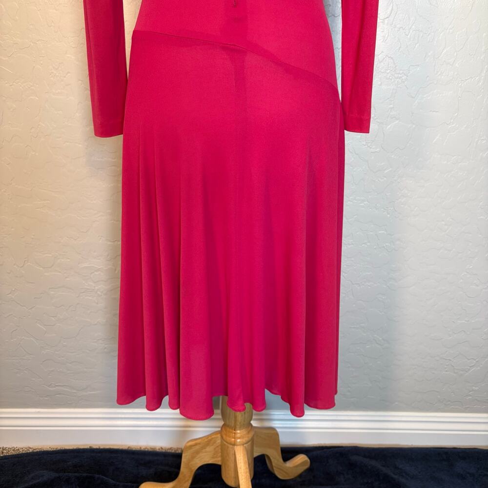 Vintage AYRES by Eysen Pink & Black Beaded Faux Wrap Dress 70s Disco Cocktail M - Picture 6 of 15